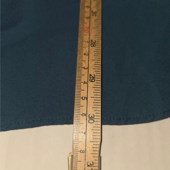 Lane Bryant Womens Size 18/20 Blouse Sheer Teal Flowy Roll Tab Popover Career - Picture 6 of 10